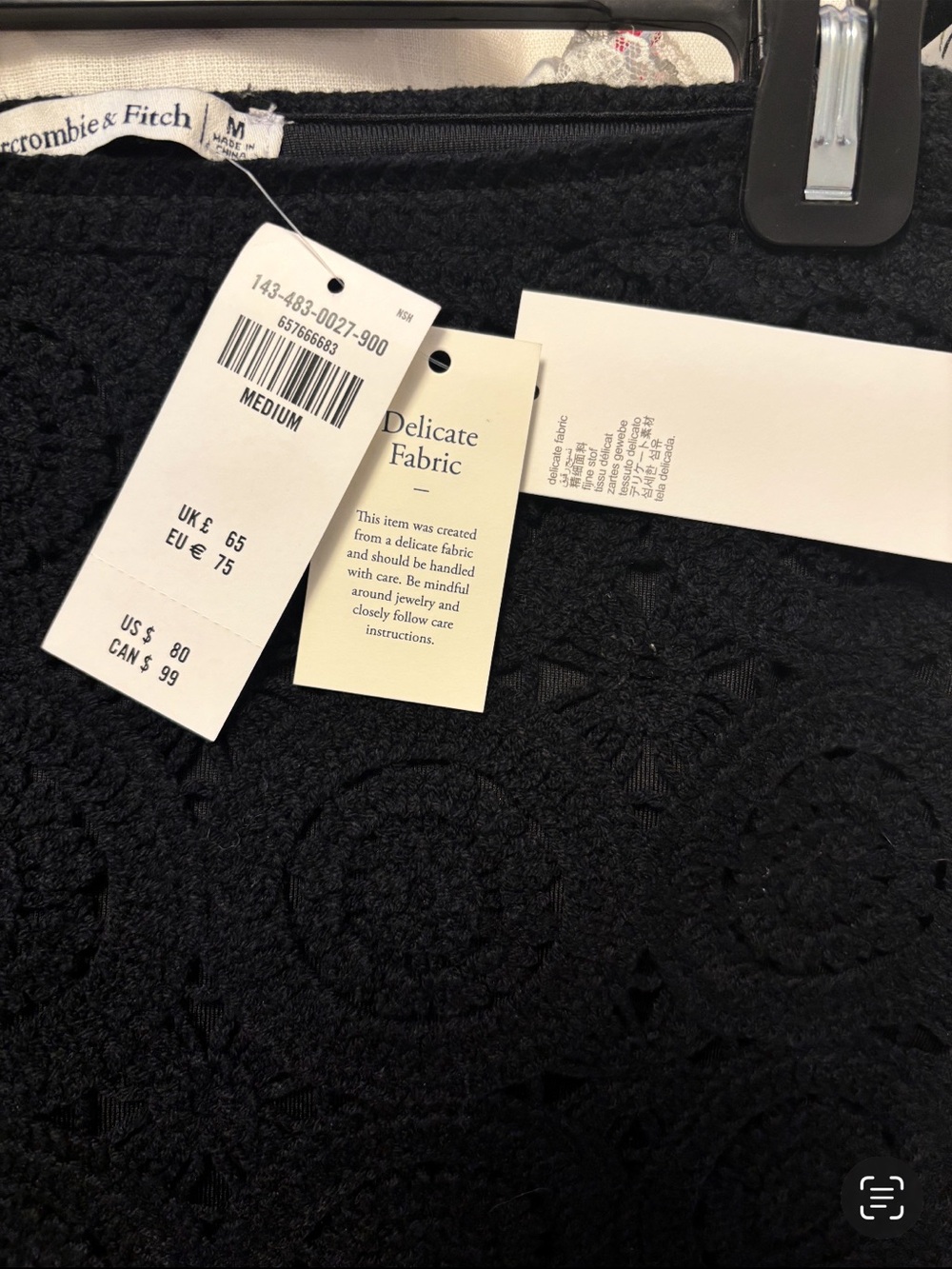 Abercrombie & Fitch Black Crochet Midi Skirt